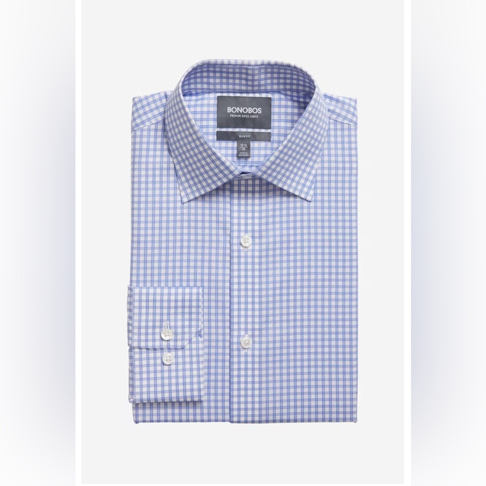Bonobos Swiss Performance Dress Shirt
15.5"x34" Semi Spread Tailored